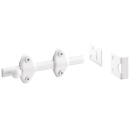 Prime-Line Surface Bolt, 4 in. Long, White Finish Single Pack U 10267
